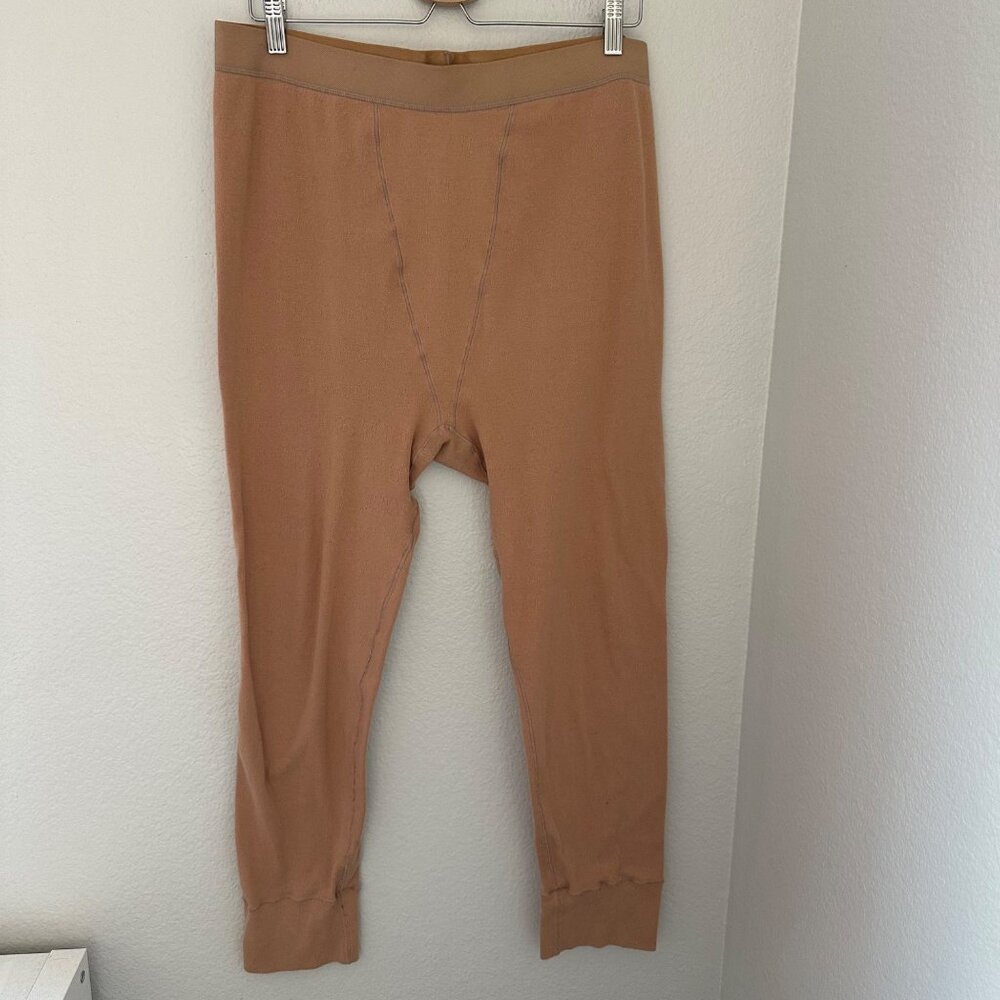 Skims High Rise Logo Pointelle Eyelet Loungewear Leggings Tan Sz 4X
